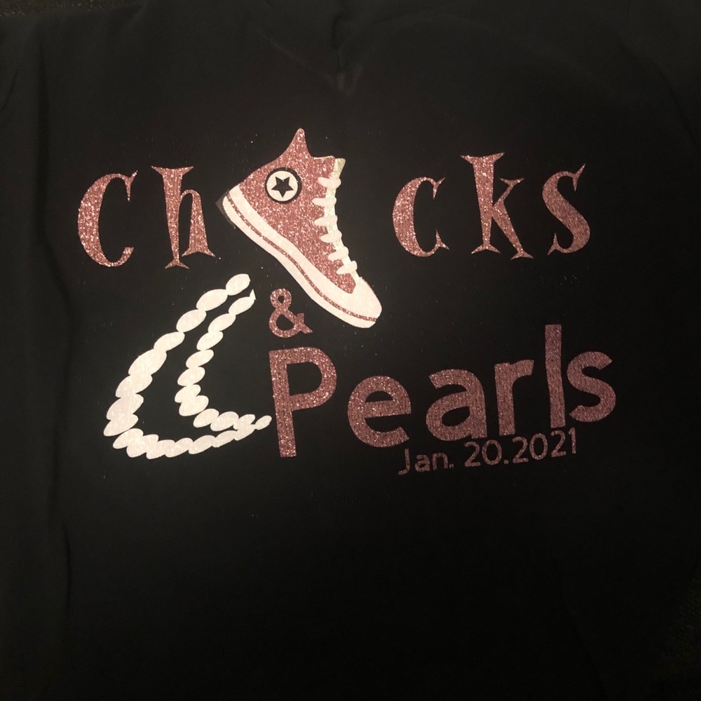 Custom tees Chucks & Pearls in honor of the USA VP